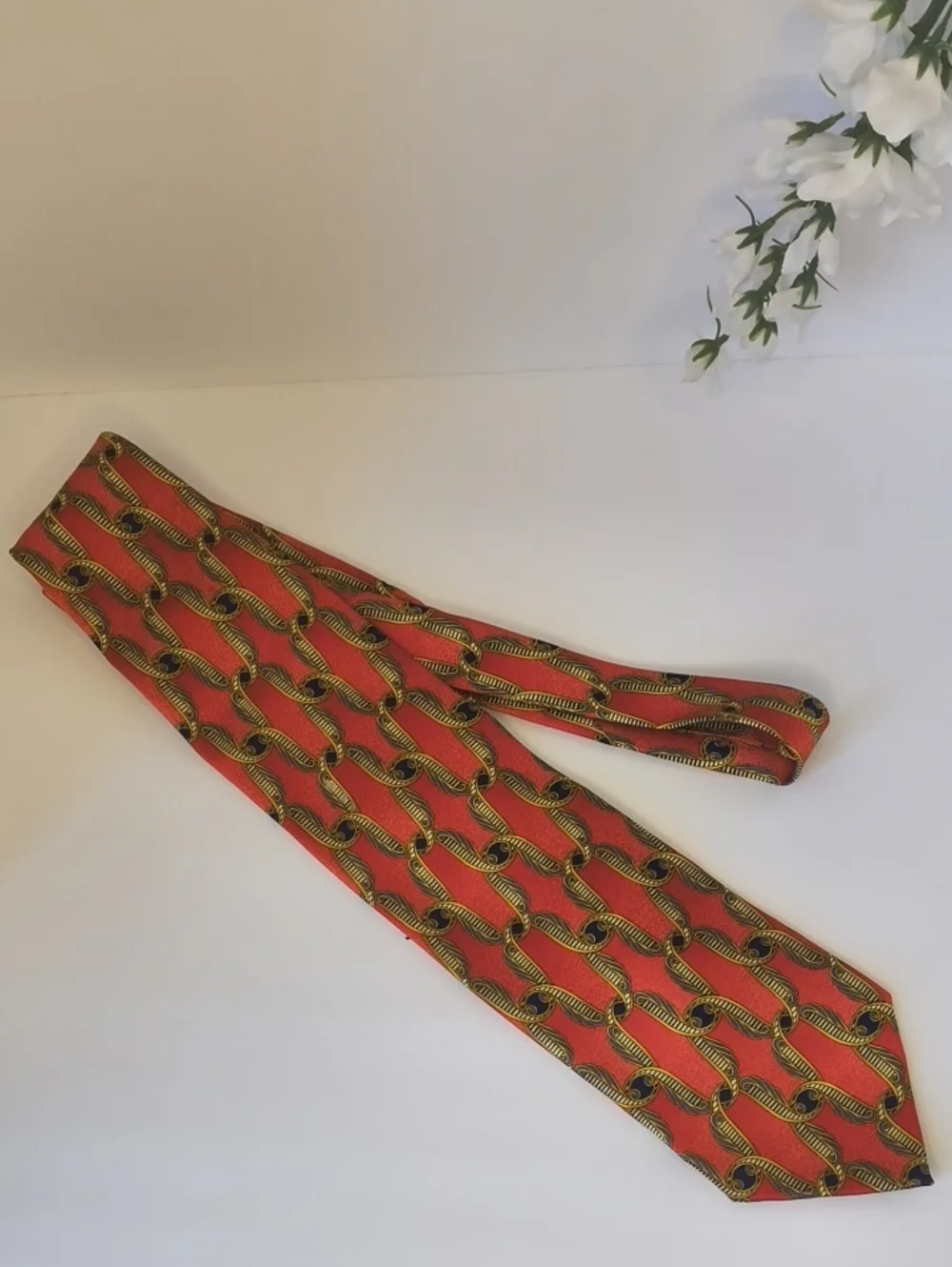 Men's Silk Tie Vintage Red gold